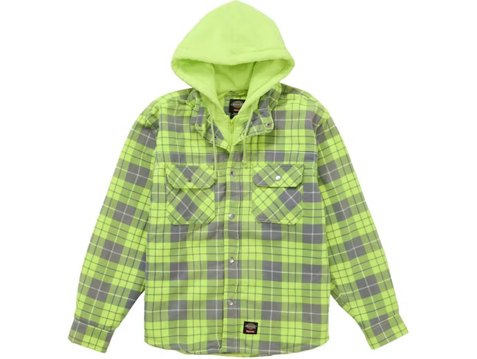 Supreme Dickies Hooded Quilted Flanne Bright Green