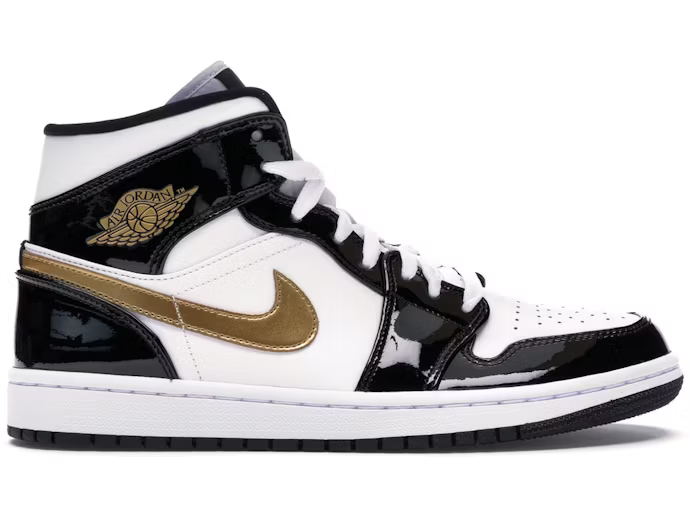 Air Jordan 1 Mid SE Patent Black Gold
