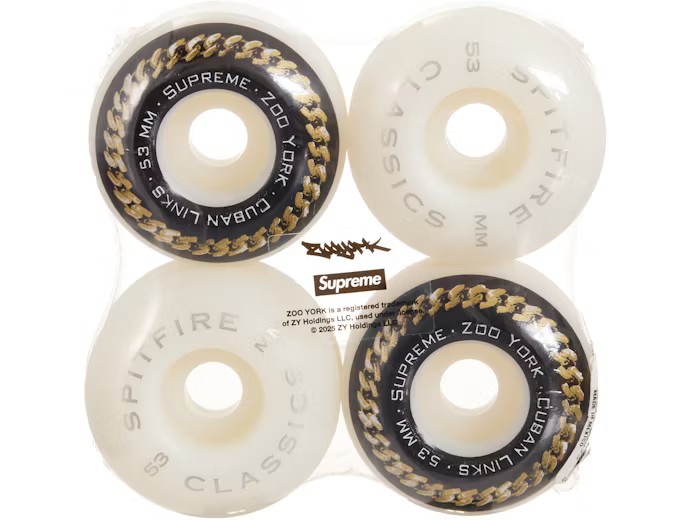 Supreme Zoo York Spitfire Cuban Links Classic Skateboard Wheels (Set of 4)