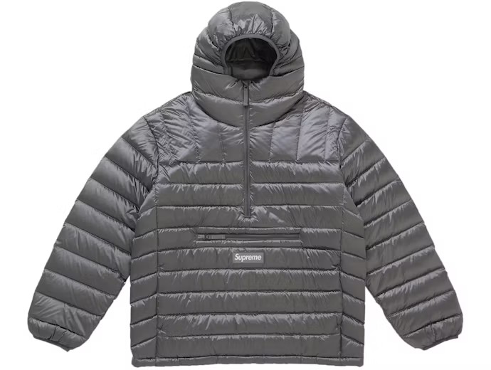 Supreme Micro Down Half Zip Hooded Pullover (FW25) Silver