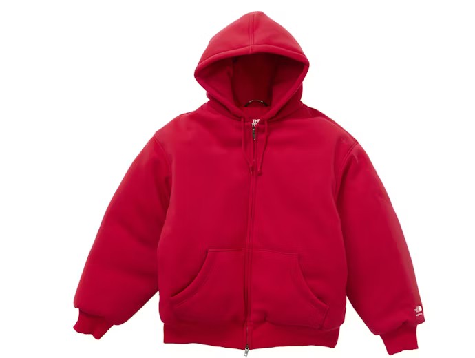 Supreme The North Face Down Zip up Hooded Sweatshirt Red