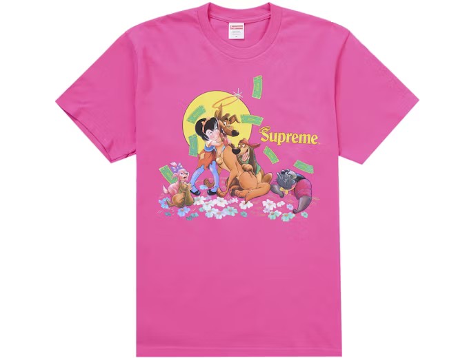 Supreme All Dogs Go To Heaven Tee Fuchsia