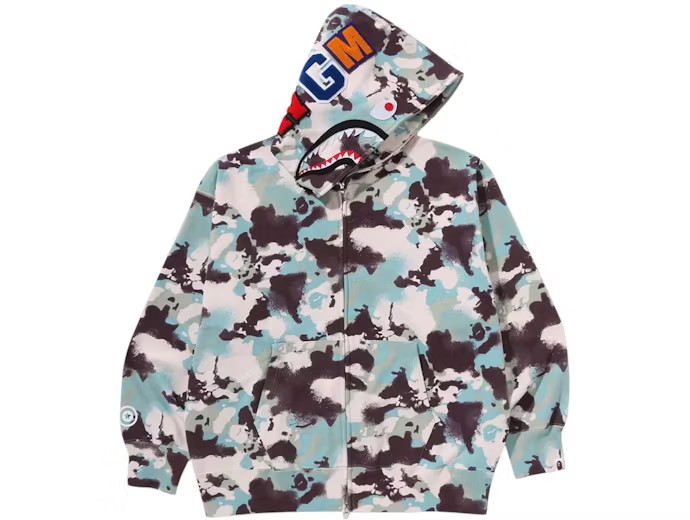 BAPE Map Camo Shark Full Zip Hoodie Multicolor