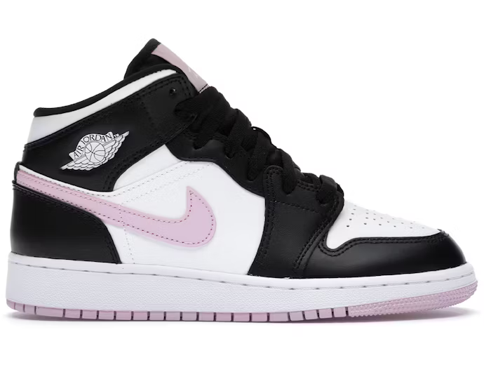 Air Jordan 1 Mid White Black Light Arctic Pink (GS)
