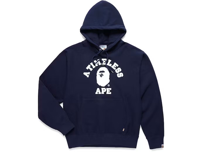 BAPE x JJJJound Relaxed Classic College Pullover Hoodie Navy