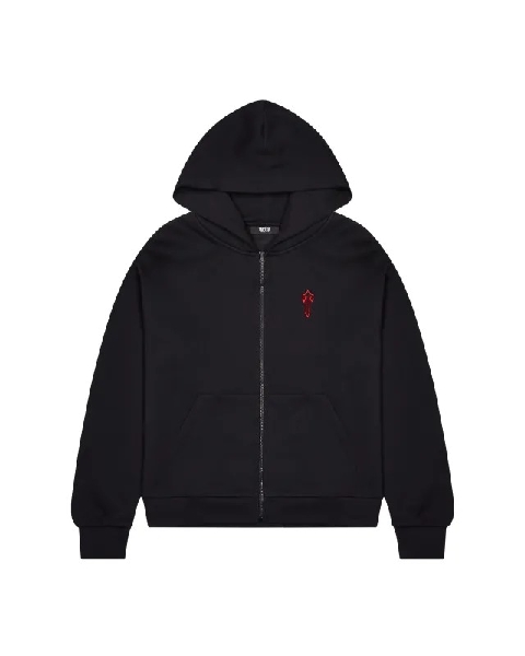 Trapstar Zip Through Hoodie Black/Red