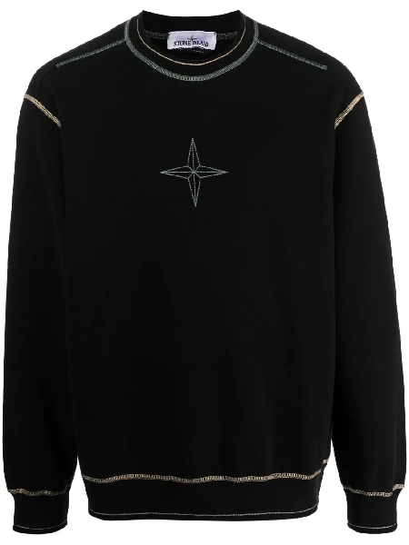 Stone Island Star-Embroidered Contrast Stich Sweatshirt