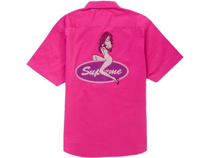 Supreme Rhinestone Pin Up S/S Work Shi Fuchsia