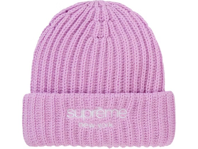 Supreme Chunky Rib Classic Logo Beanie Pink