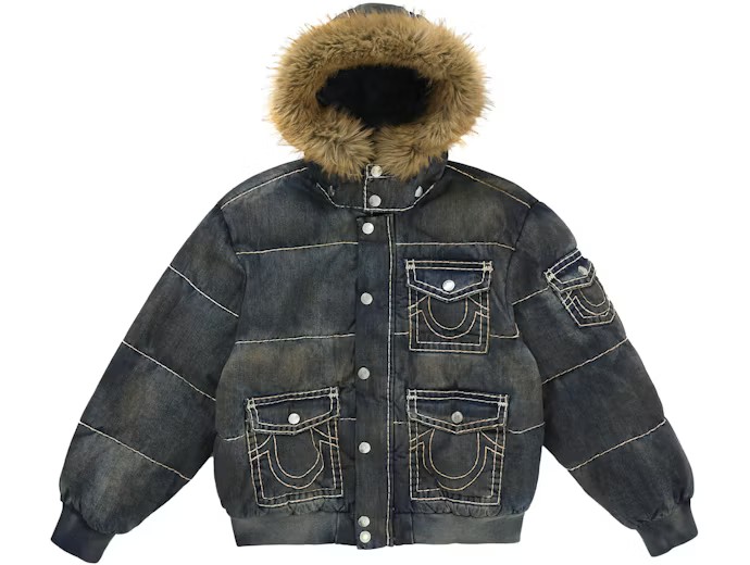 Supreme True Religion Puffer Jacket Dirty Indigo