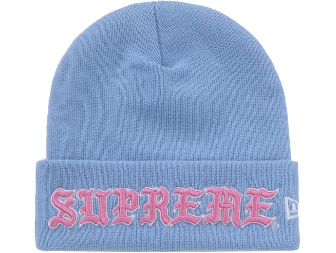 Supreme New Era Old English Beanie Blue