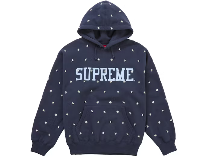 Supreme Star Studded Hooded Sweatshirt Navy