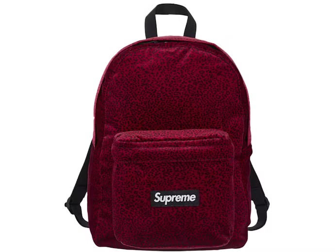 Supreme Backpack Velvet Red Leopard