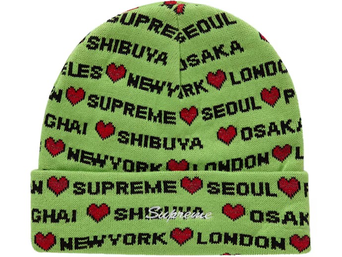 Supreme Hearts Beanie Grean