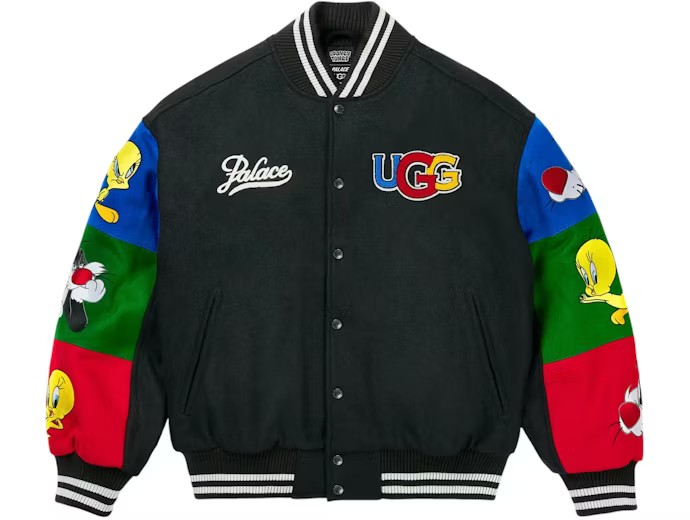 Palace x UGG Looney Tunes Varsity Jacket Black