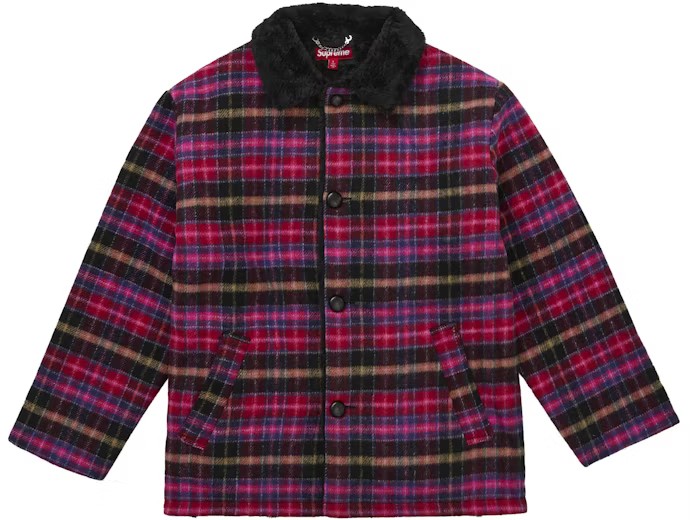 Supreme Plaid Car Coat Pink