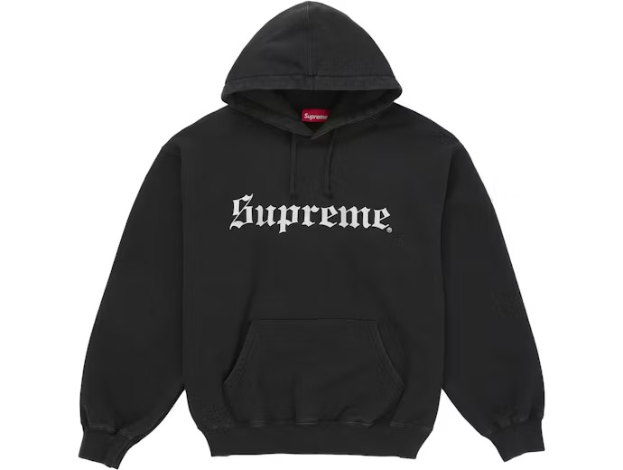 Supreme Washed Old English Hooded Sweatshirt Black