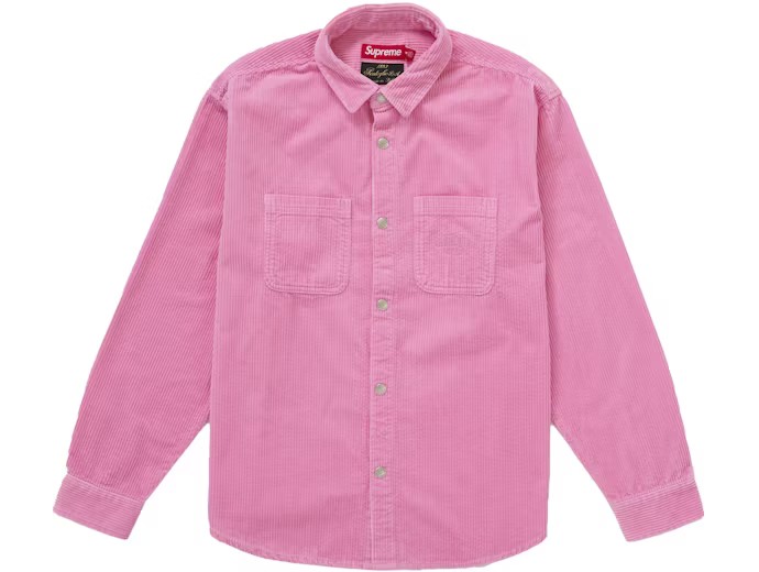 Supreme Wide Wale Cordury Snap Shirt Pink