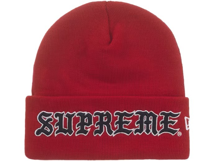 Supreme New Era Old English Beanie Red