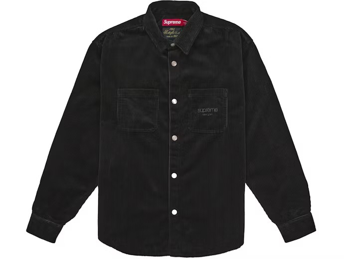 Supreme Wide Wale Cordury Snap Shirt Black