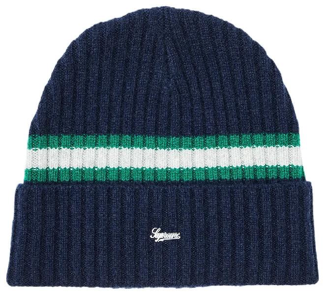 Supreme Stripe Cashmere Beanie 'Navy’