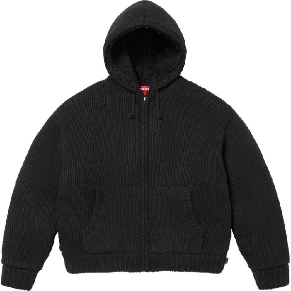 Supreme Faux Shearling Zip Up Hooded Sweater
