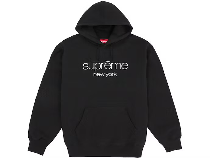 Supreme Classic Logo Hooded Sweatshirt Black