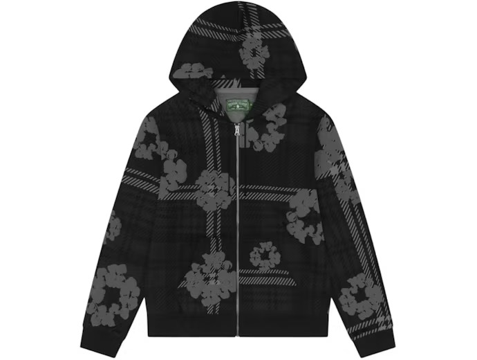 Denim Tears Plaid Wreat Zip Hoodie Black