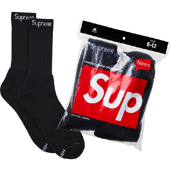 Supreme Hanes CC Socks 4-pack Black