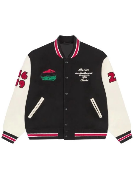 Denim Tears Peace Wreath Varsity Jacket Black