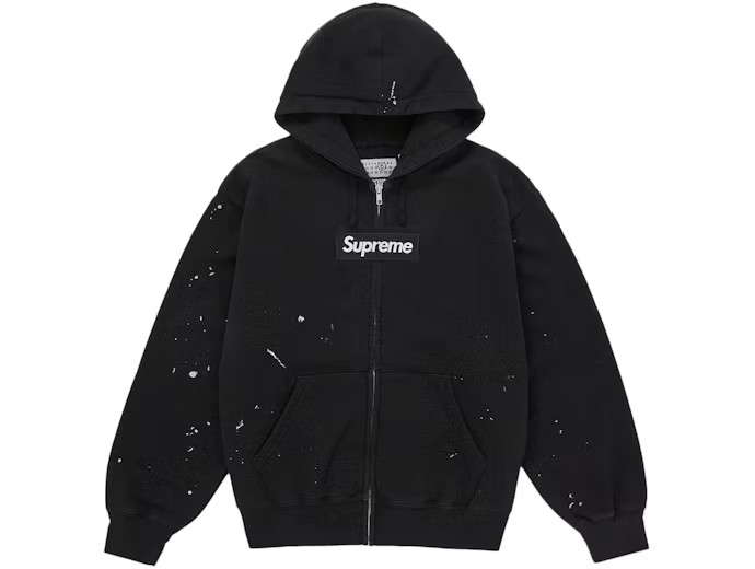 Supreme MM6 Maison Margiela Box Logo Zip Up Hooded Sweatshirt Black