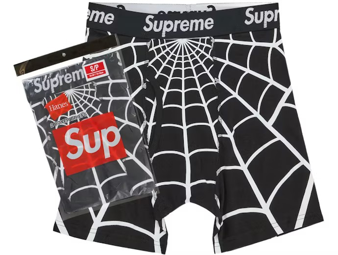Supreme Hanes Spider-Man Boxer Briefs (2 Pack) Black