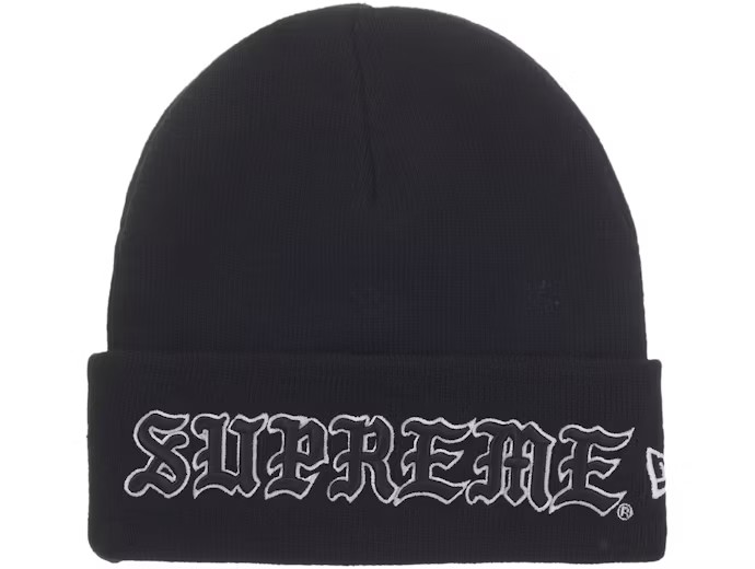 Supreme New Era Old English Beanie Black