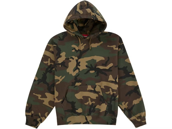 Supreme Satin Applique Hooded Sweatshirt Woodland Camo (SS26)