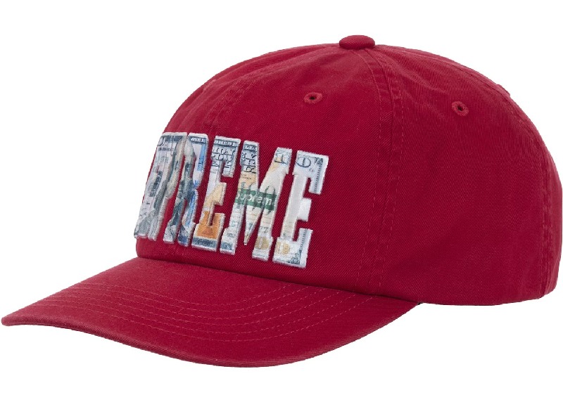 Supreme Embroidered Money Logo 6-Panel Hat Red