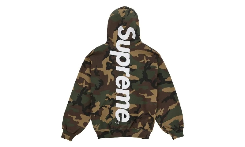 Supreme Satin Applique Hooded Sweatshirt Woodland Camo (SS26)