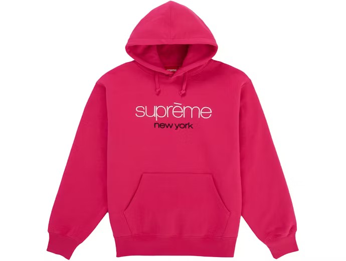Supreme Classic Logo Hooded Sweatshirt Bright Fuchsia